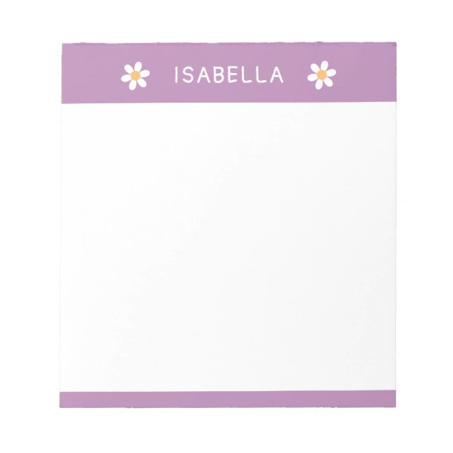 Personalized Modern Girly Daisy Name Notepad (Front)