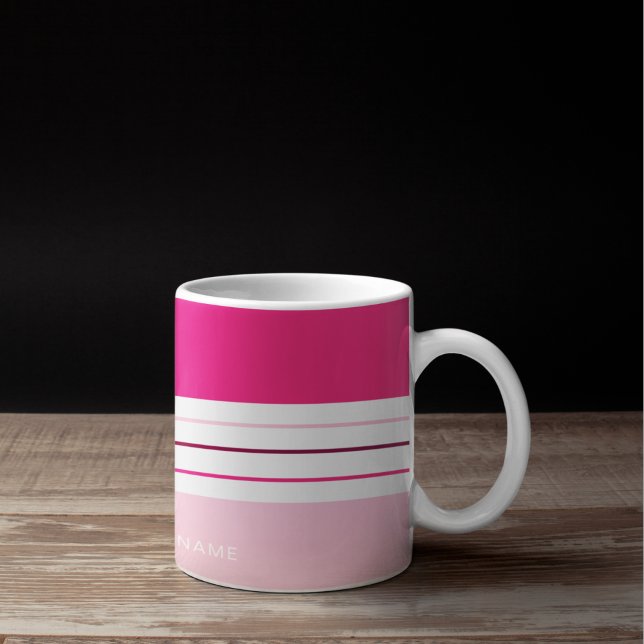 Personalized Modern Girly Pink Stripes Coffee Mug (Creator Uploaded)