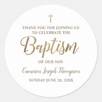 Personalized Modern Gold Baby baptism thank you