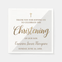 Personalized Modern gold Grey Boy Christening