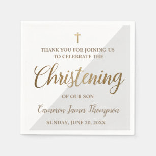 Personalized Modern gold Grey Boy Christening Napkin