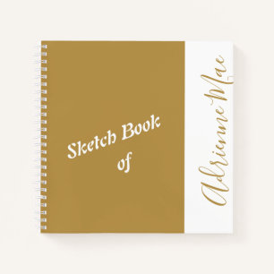 Personalized Modern Gold Your Name Sketchbook Notebook