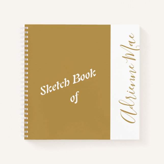 Personalized Modern Gold Your Name Sketchbook Notebook (Front)