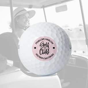 Personalized Modern Golf Club Name Blush Pink Balls