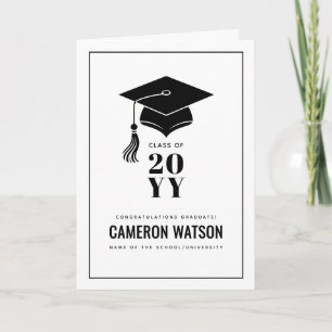 Personalized Modern Grad Hat and Tassel Graduation Card