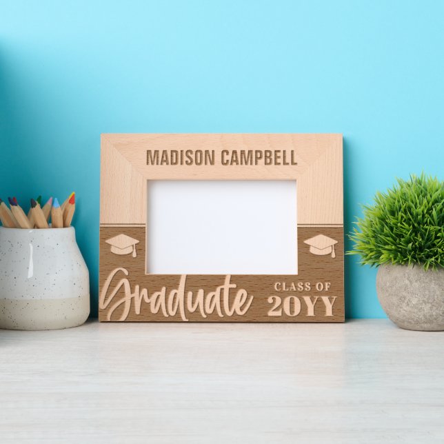 Personalized Modern Graduate Typography Graduation Etched Frames (Front)