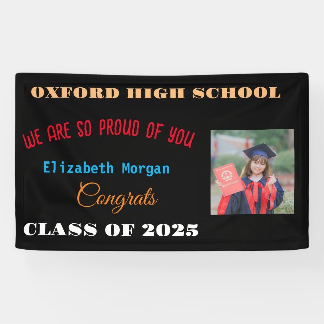 Personalized Modern graduation congratulations pho Banner (Horizontal)