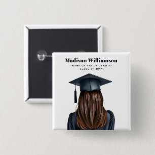 Personalized Modern Graduation Female Graduate 2 Inch Square Button