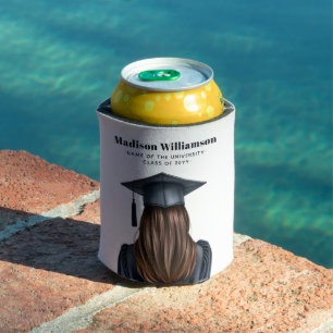 Personalized Modern Graduation Female Graduate Can Cooler