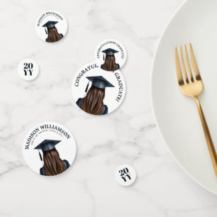 Personalized Modern Graduation Female Graduate Confetti