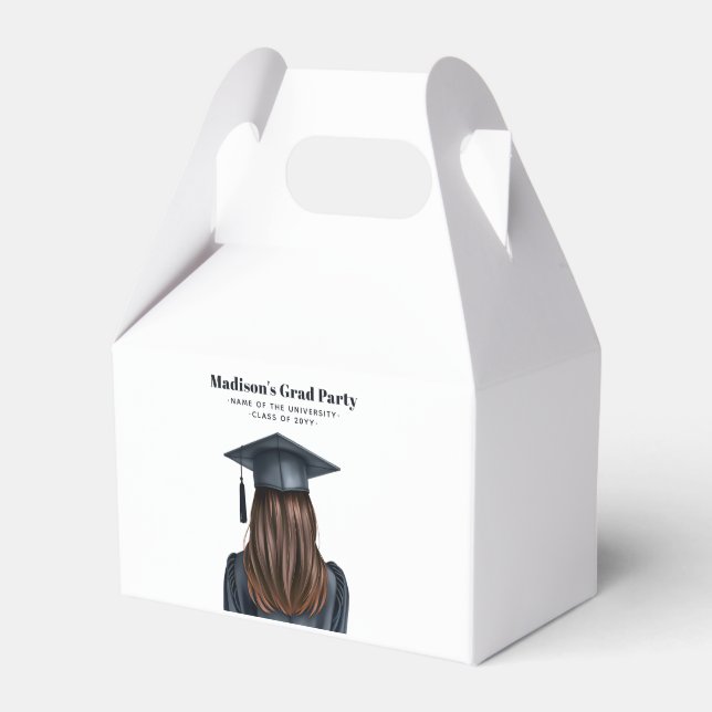 Personalized Modern Graduation Female Graduate Favor Box (Front Side)