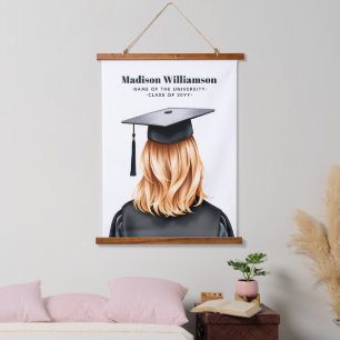 Personalized Modern Graduation Female Graduate Hanging Tapestry