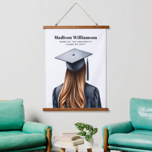 Personalized Modern Graduation Female Graduate Hanging Tapestry