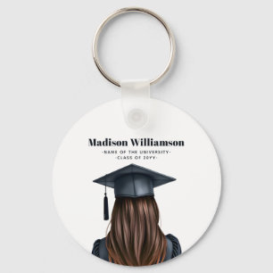 Personalized Modern Graduation Female Graduate Keychain