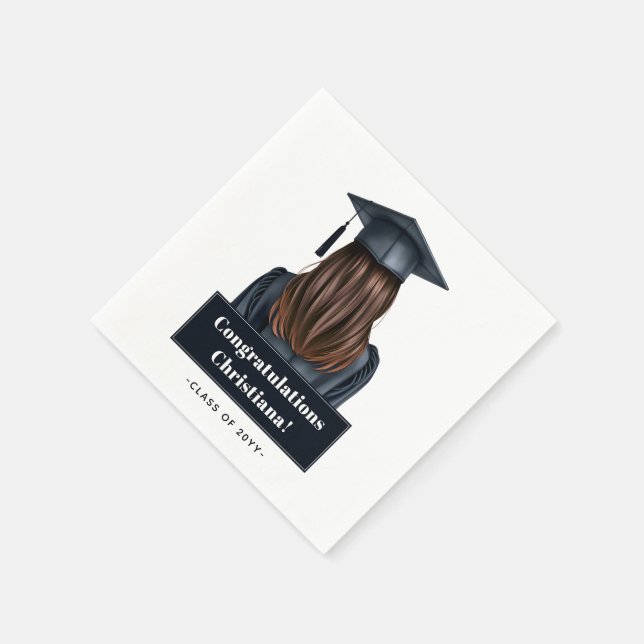 Personalized Modern Graduation Female Graduate Napkin (Corner)