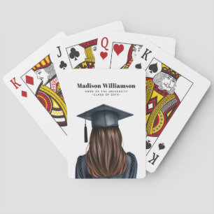Personalized Modern Graduation Female Graduate Playing Cards