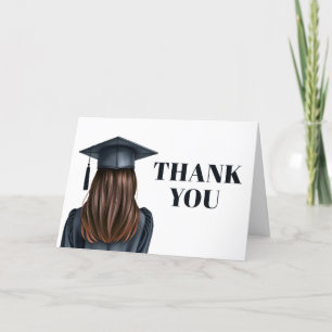 Personalized Modern Graduation Female Graduate Thank You Card