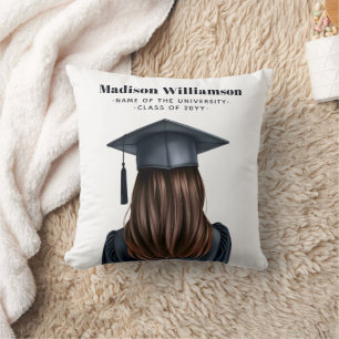 Personalized Modern Graduation Female Graduate Throw Pillow