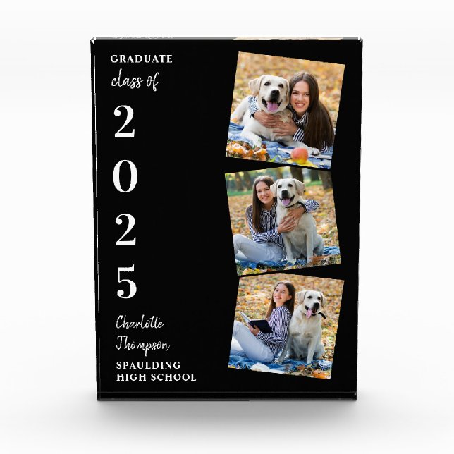 Personalized Modern Graduation Keepsake Collage Photo Block (Front)