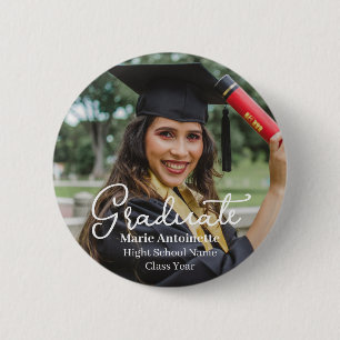 Personalized Modern Graduation Photo 2 Inch Round Button