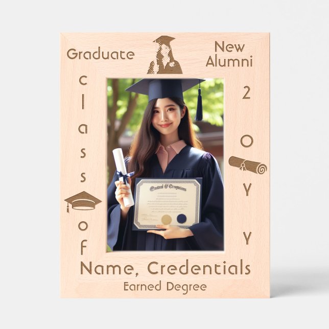 Personalized Modern Graduation Photo Cap, Diploma Etched Frames (Personalized graduation cap and diploma photo frame)