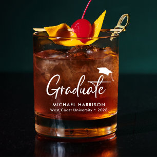 Personalized Modern Graduation Whiskey Glass