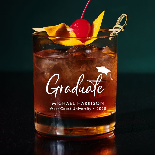 Personalized Modern Graduation Whiskey Glass (Creator Uploaded)