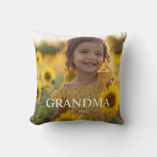 Personalized Modern Grandma Photo Throw Pillow
