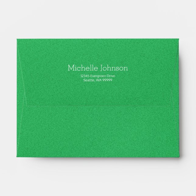 Personalized Modern Green Grainy Texture Envelope (Back (Top Flap))