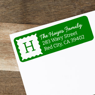 Personalized Modern Green Monogram Return Address