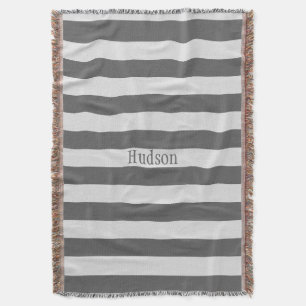 Personalized Modern Grey and White Striped Pattern Throw Blanket
