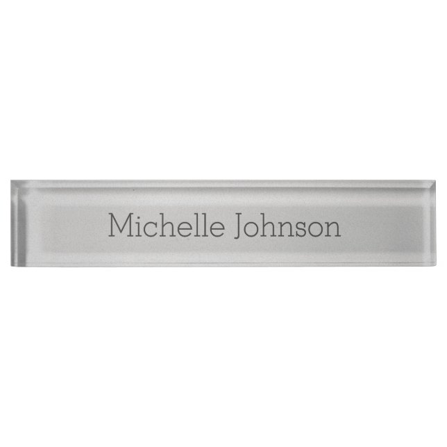 Personalized Modern Grey Grainy Texture Nameplate (Front)