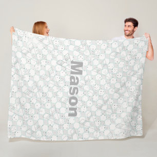 Personalized Modern Grey Teepee Pattern Fleece Blanket