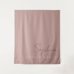 Personalized Modern Handwritten Script Dusty Pink Tapestry