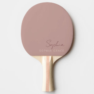 Personalized Modern Handwritten Script Dusty Rose Ping Pong Paddle