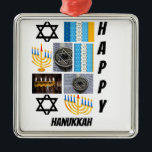 Personalized Modern Hanukkah 9  Photo Collage   Metal Ornament<br><div class="desc">Personalized Modern Hanukkah 9  Photo Collage. Make a unique product by using your own photos and Text.</div>