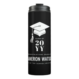 Personalized Modern Hat and Tassel Graduation Thermal Tumbler