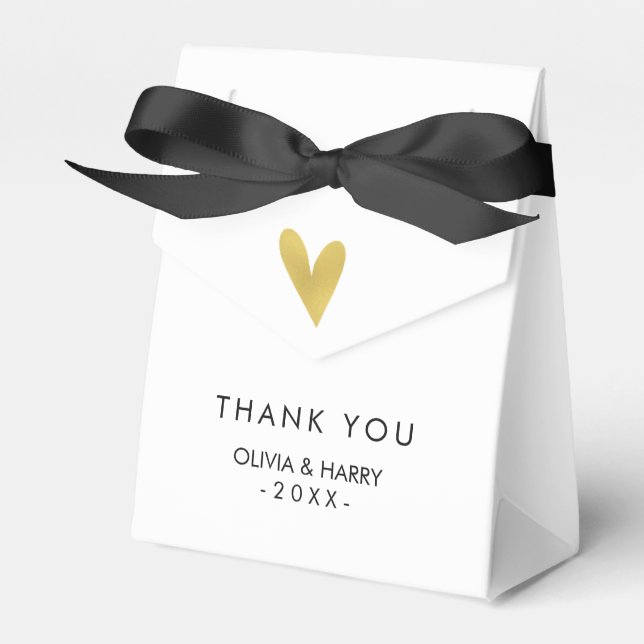 Personalized Modern Heart White Wedding Favour Box (Front Side)