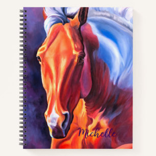 Personalized Modern Horse Art Spiral Notebook
