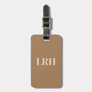 Personalized Modern Initial Contemporary Brown Luggage Tag