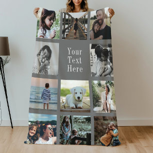Personalized Modern Instagram Photo Collage Family Fleece Blanket