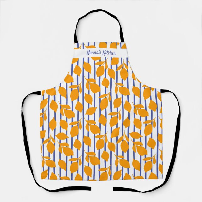 Personalized Modern Italian kitchen Lemons Apron (Front)