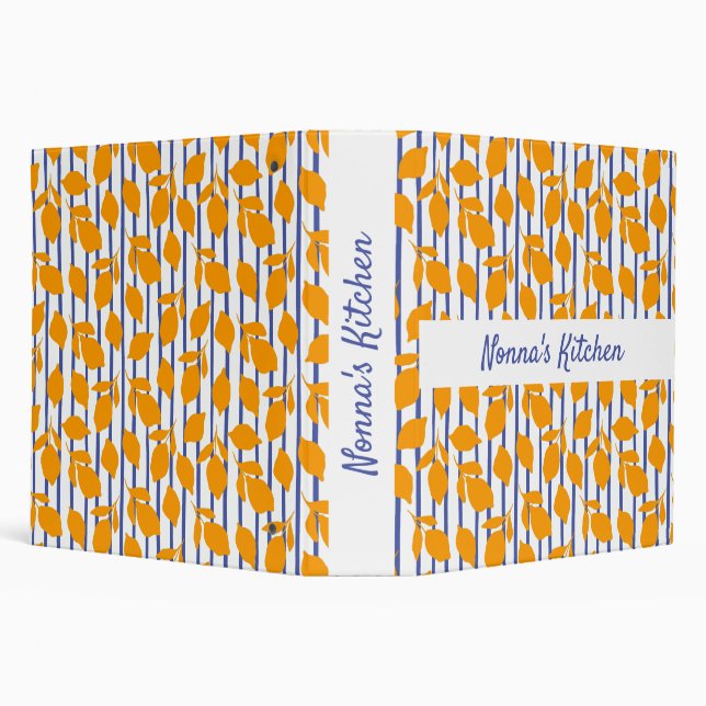 Personalized Modern Italian kitchen Lemons Binder (Background)