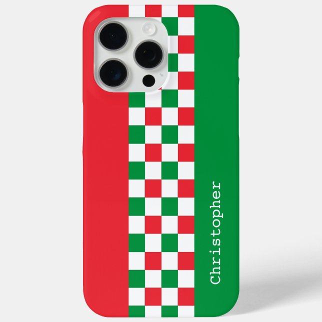 Personalized Modern Italian Racing Checks Case-Mate iPhone Case (Back)