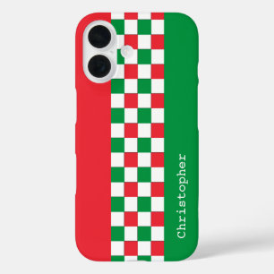 Personalized Modern Italian Racing Checks iPhone 16 Case