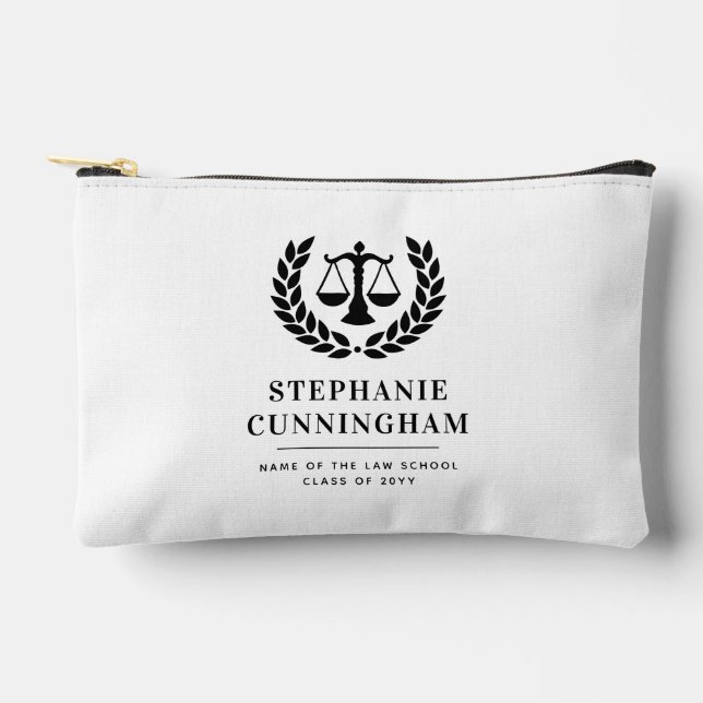 Personalized Modern Law School Graduation Accessory Pouch (Front)