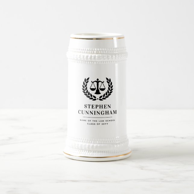 Personalized Modern Law School Graduation Beer Stein (Center)