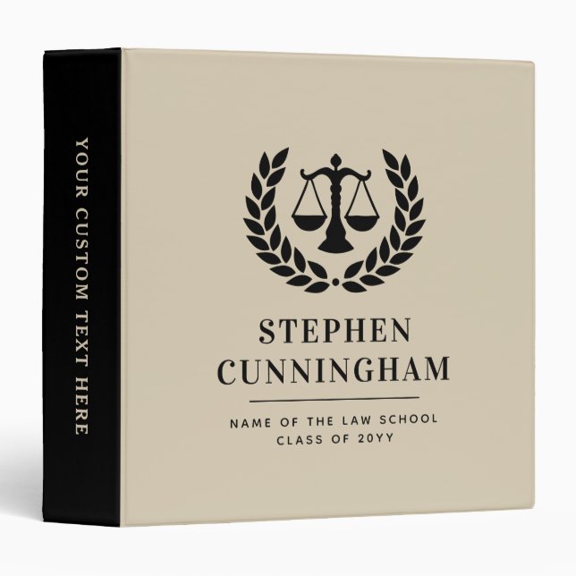 Personalized Modern Law School Graduation Binder (Front/Spine)