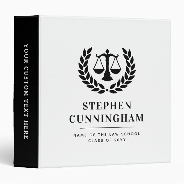 Personalized Modern Law School Graduation Binder (Front/Spine)