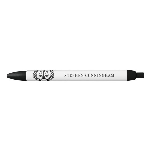 Personalized Modern Law School Graduation Black Ink Pen (Front)